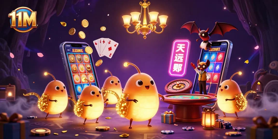 Engage with 11M's vibrant casino scene brought to life by glowworms and a bat dealer.
