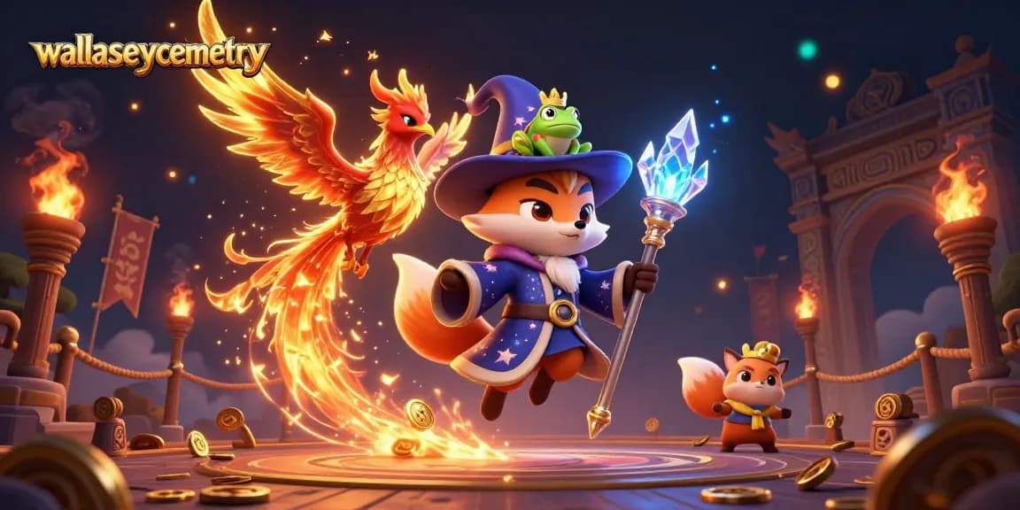 Engage with wallaseycemetery as a mystical wizard fox casts spells in an enchanted casino.