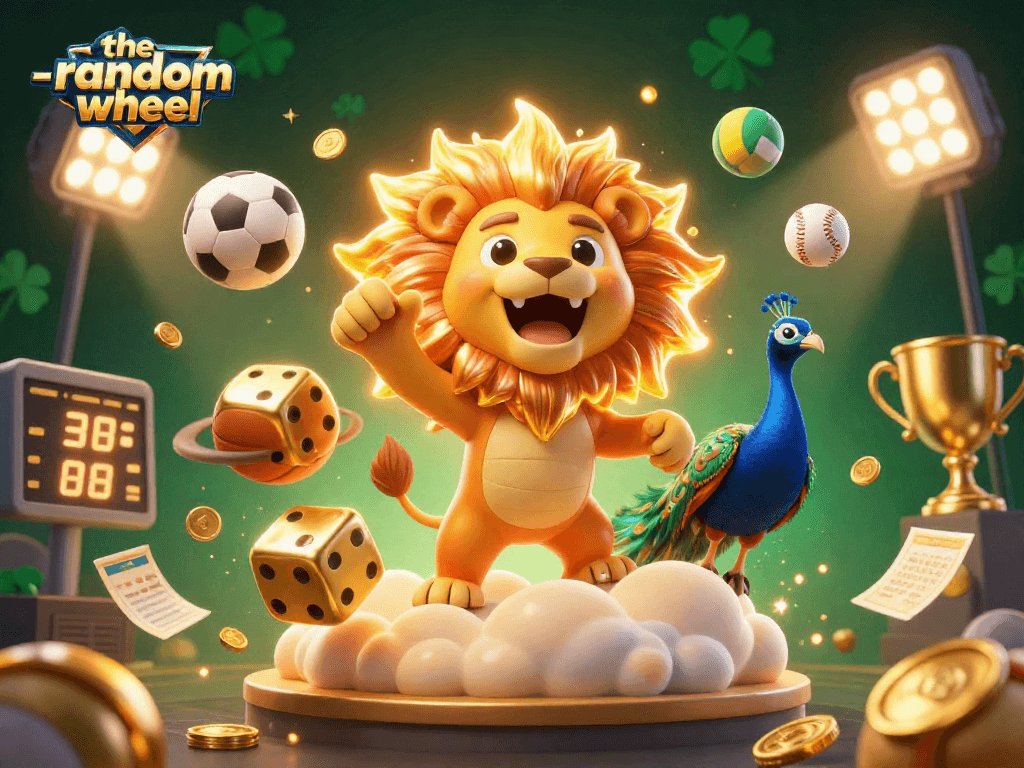 Engage with the-random-wheel: A captivating 3D scene showcasing thrilling gameplay and dynamic characters.