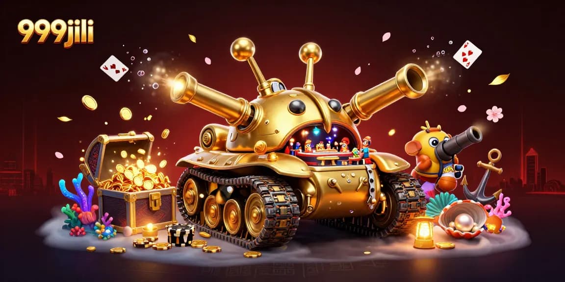 Experience the thrill with 999jili's vibrant miniature casino inside a golden beetle tank.