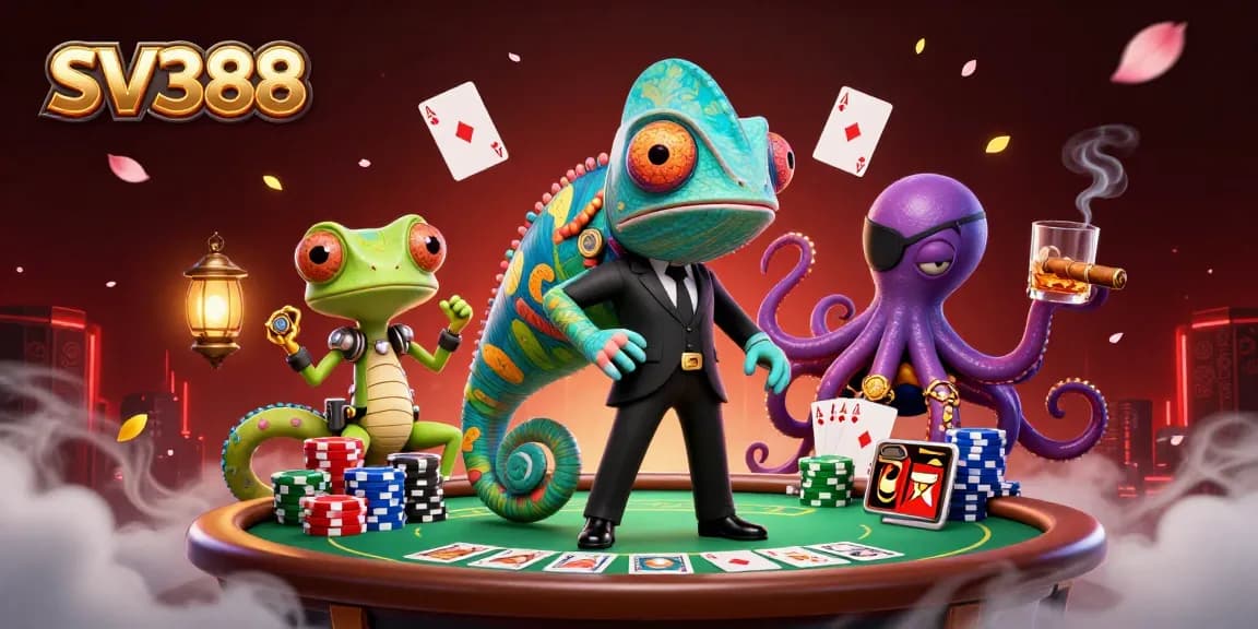 Experience thrilling SV388 poker sessions with chameleon agents in a vibrant casino atmosphere.