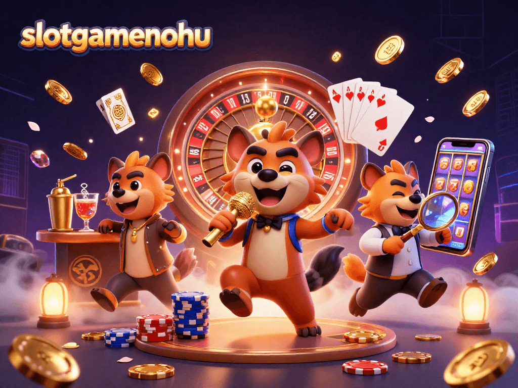 Experience slotgamenohu's vibrant casino atmosphere through a 3D hyena comedy club scene.