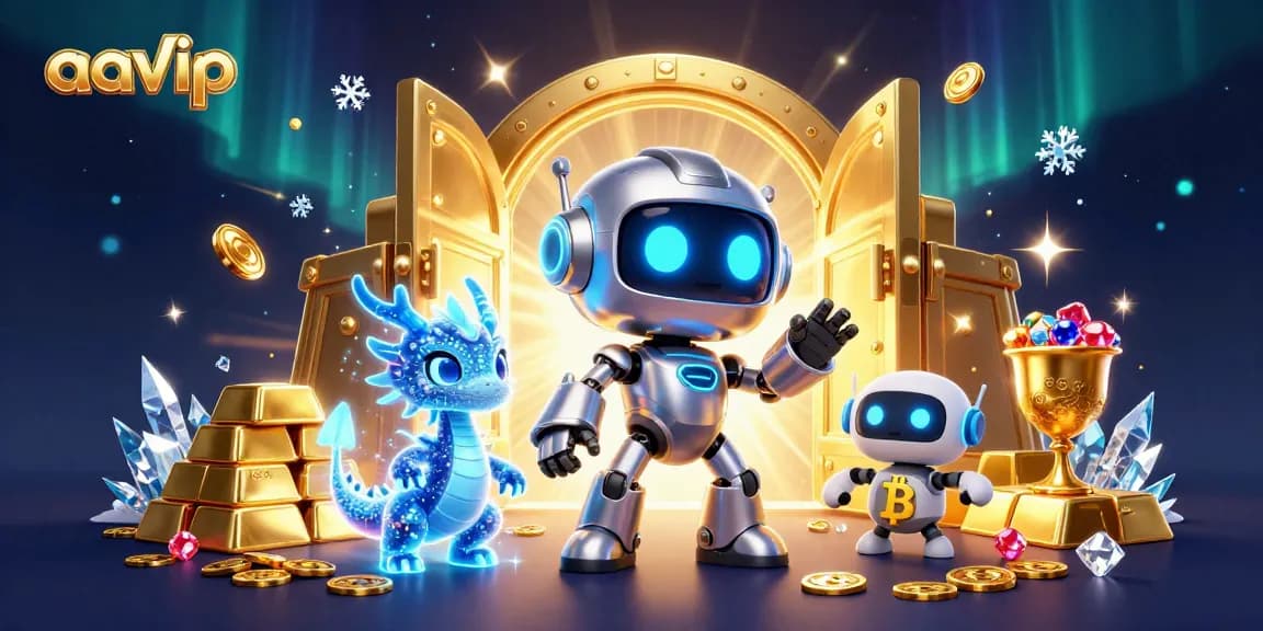 Spin to win at AAVIP with vibrant casino elements, colorful characters, and rich treasures!