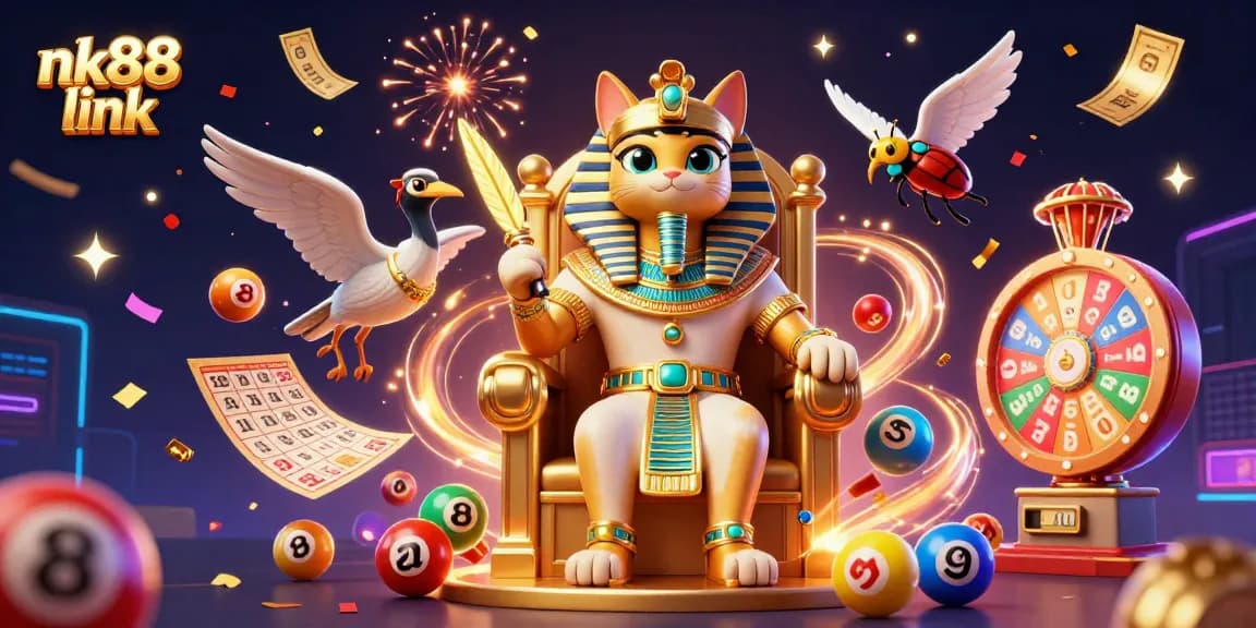 Engage with vibrantly colorful nk88 link lottery action in a dynamic 3D casino scene.