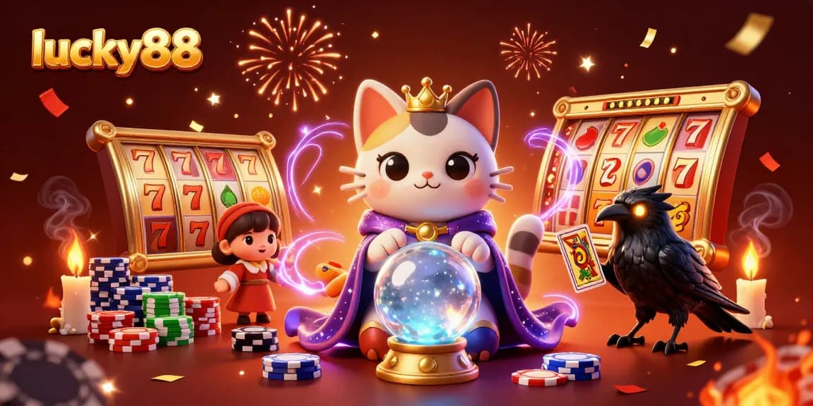 Engage with exciting lucky88 slot gameplay amid colorful characters and festive casino elements.