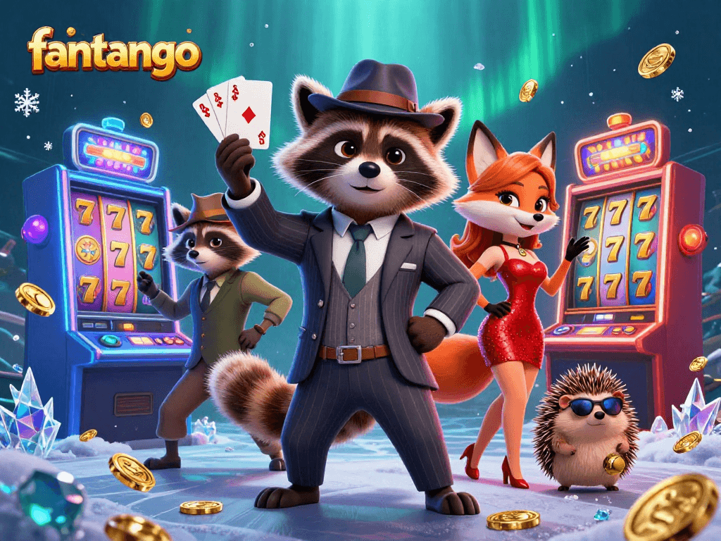 Experience the thrill of gambling with fantango in a vibrant scene of 3D characters and rich casino elements.