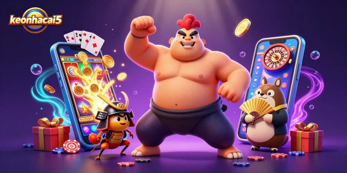 Engage with keonhacai5 as a powerful sumo rooster shows off gaming excitement