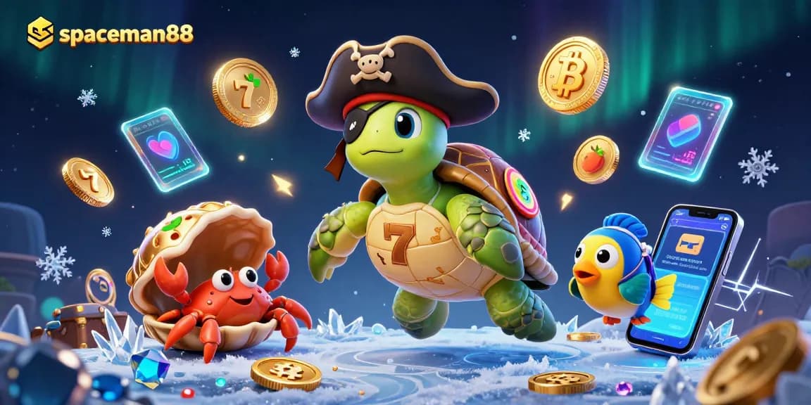 Engage with spaceman88 by spinning slot reels alongside lively characters in a colorful casino scene.