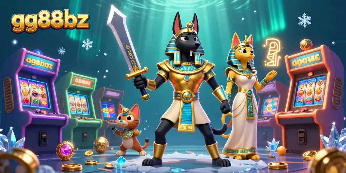 Experience high-stakes gaming at gg88bz with ancient Egyptian warriors and vibrant casino elements.