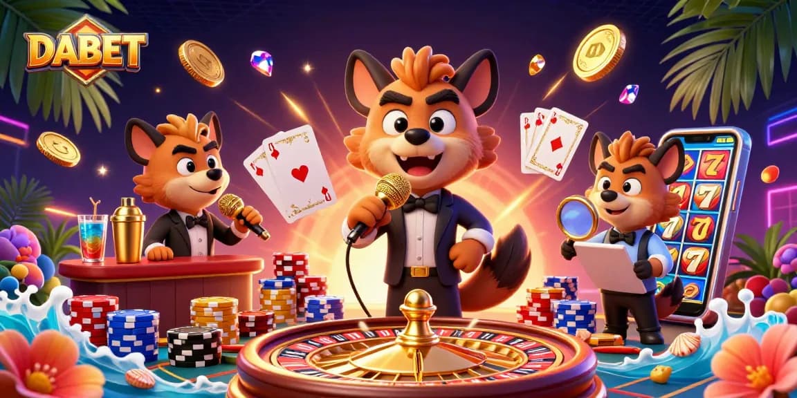DABET brings the laughter and excitement of a vibrant online casino with hyenas running games, drinks, and security.