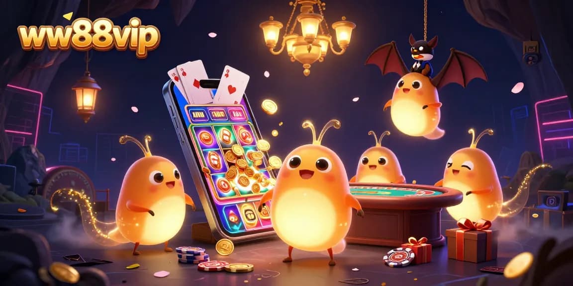 Engage with ww88vip casino excitement as glowworms illuminate a thrilling gaming scene.