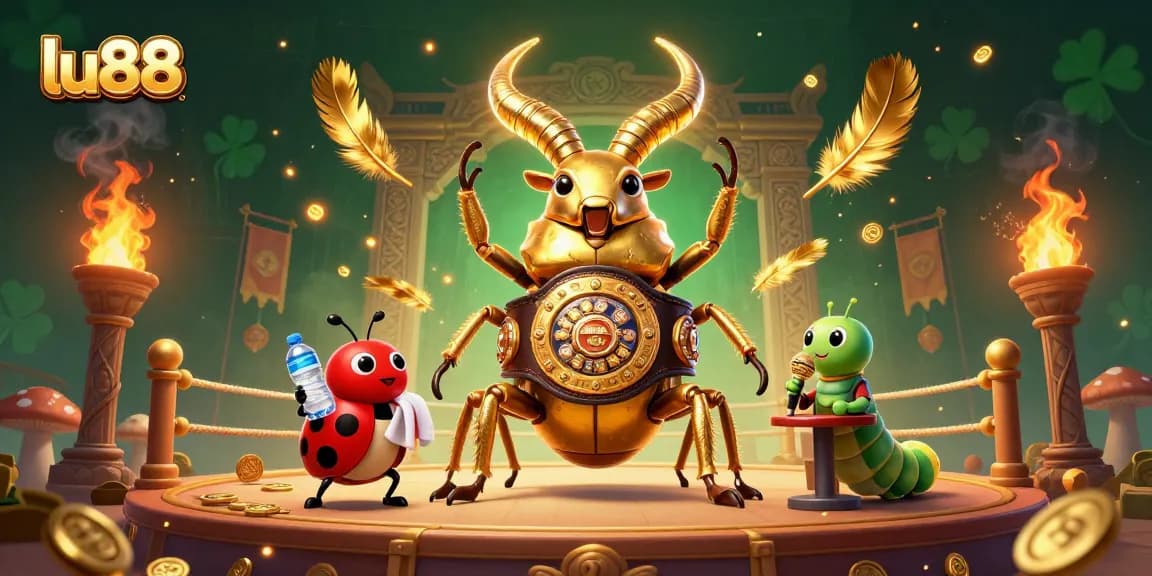 lu88 showcases thrilling online gaming action with giant characters in a vibrant casino setting