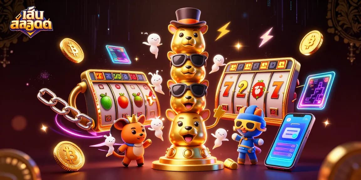 Spin the reels and play สล็อต at a vibrant casino with animated characters and 3D digital elements.