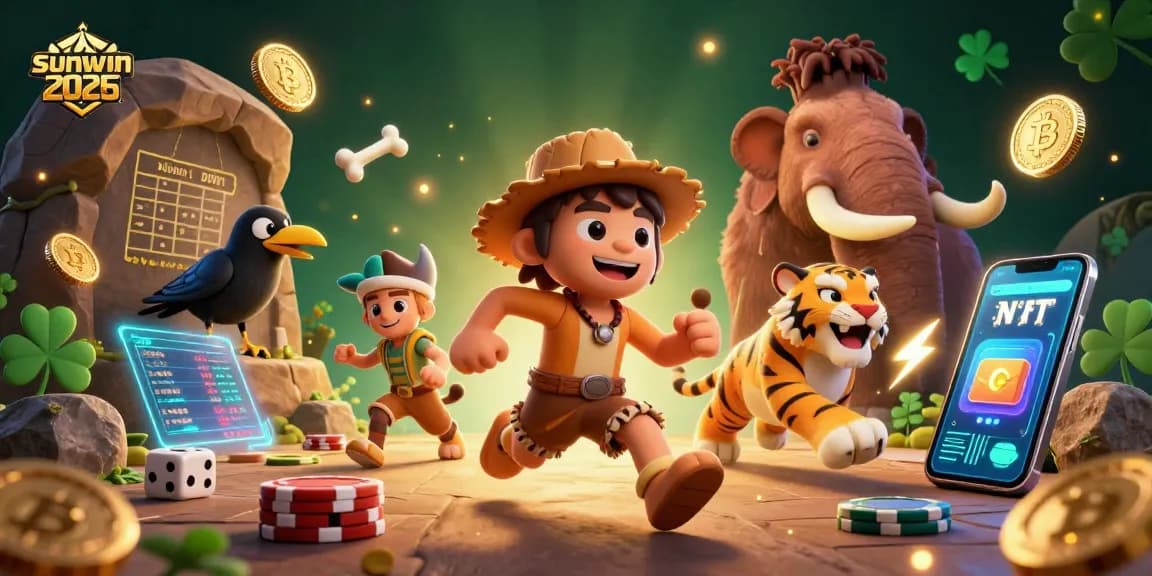 Experience thrilling gameplay at sunwin 2026 with vibrant 3D illustrations of prehistoric casino characters.