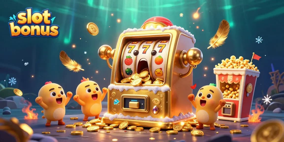 Menangkan slot bonus dengan mesin slot emas yang meriah dan koin berkilauan jatuh.