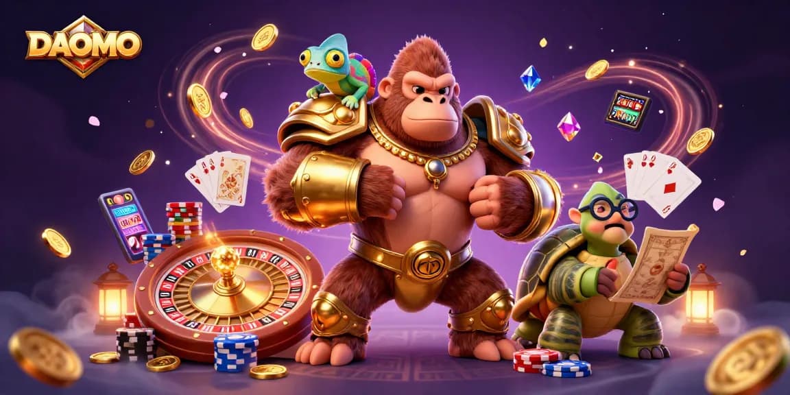Engage in thrilling gameplay at DAOMO with charismatic characters amidst a vibrant casino scene.