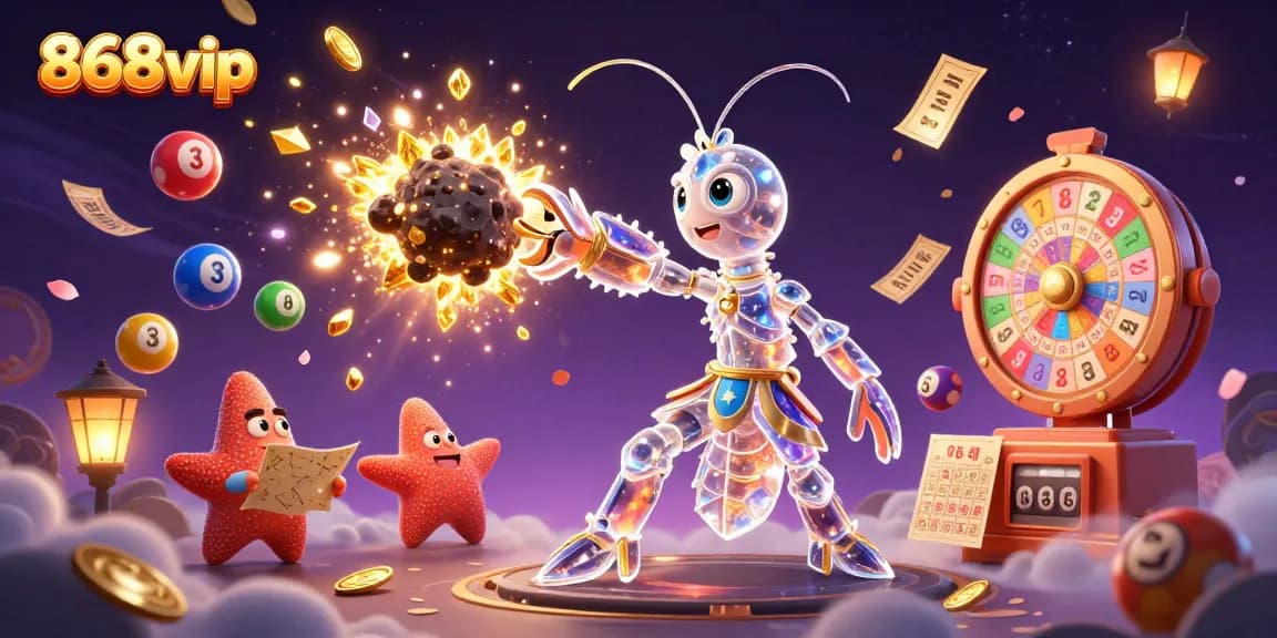 Engage in exciting gambling action with 868vip as a galactic samurai mantis shrimp breaks rocks for treasures.