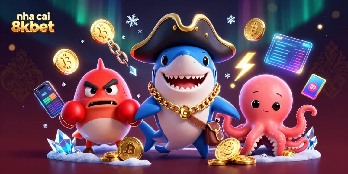 Engaging scene showcasing nha cai 8xbet with a vibrant animation of characters in a rich casino environment.