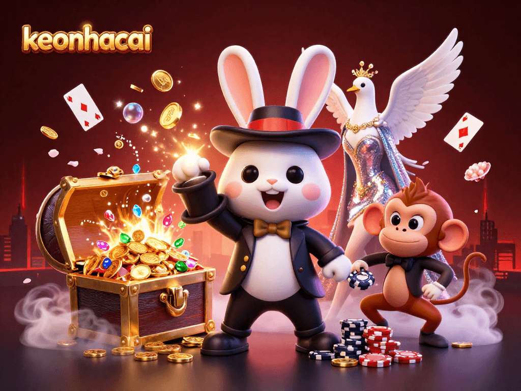 Engage with keonhacai’s dynamic casino world featuring magicians, treasures, and poker excitement.