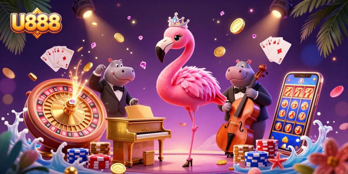 Experience thrilling casino entertainment with U888, featuring vibrant characters and rich game elements.