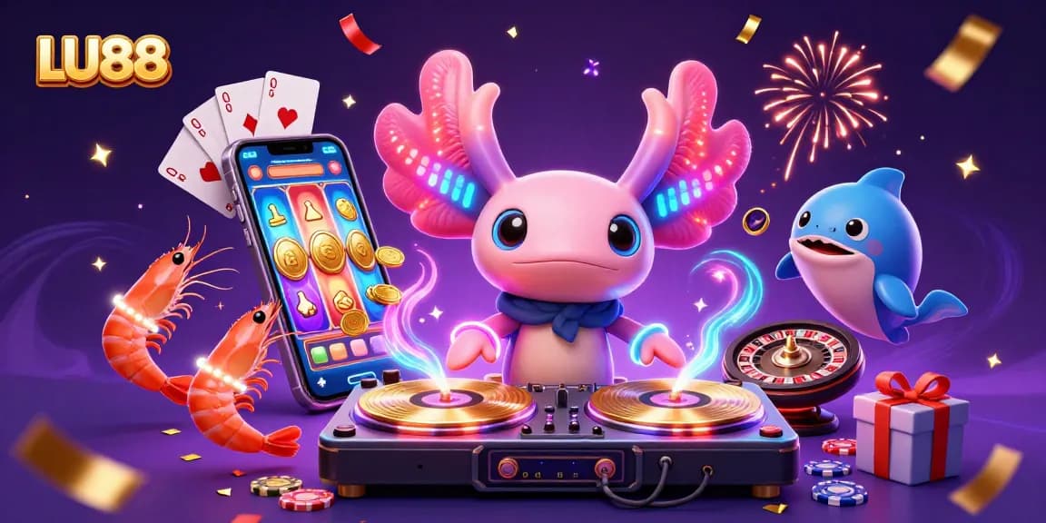 Experience winning with LU88 in a vibrant 3D casino scene featuring lively characters and exciting gaming elements.