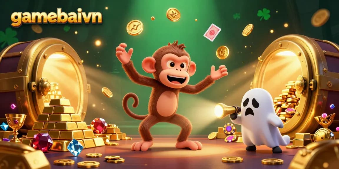 Engage in poker play with gamebaivn's immersive haunted casino scene featuring gold coins and dynamic characters.