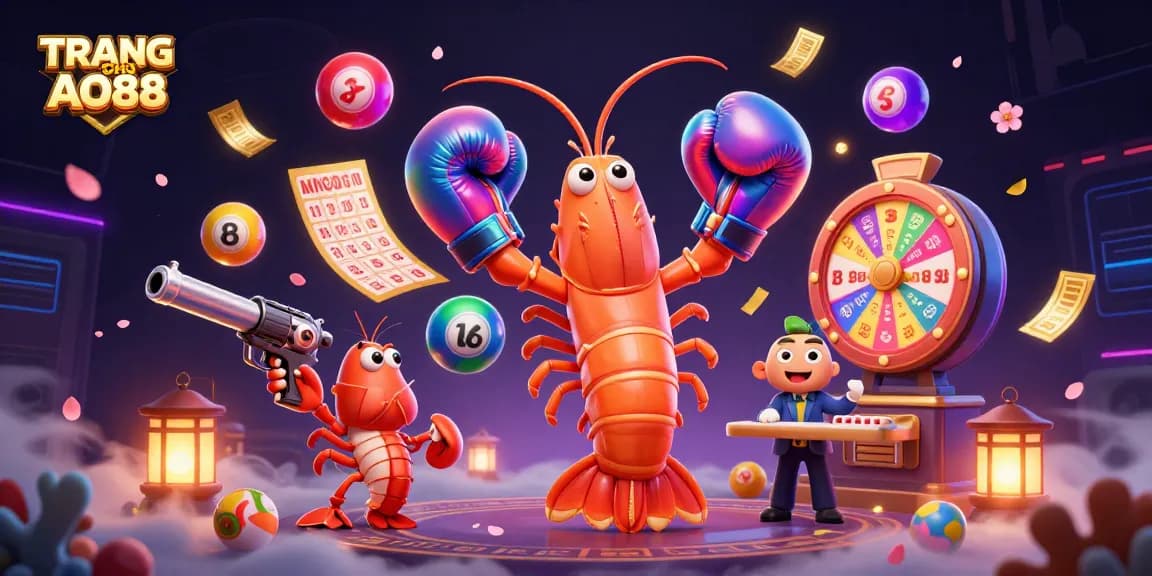 Engage with vibrant TRANG CHỦ AO88 gameplay featuring dynamic lottery elements and lively characters.