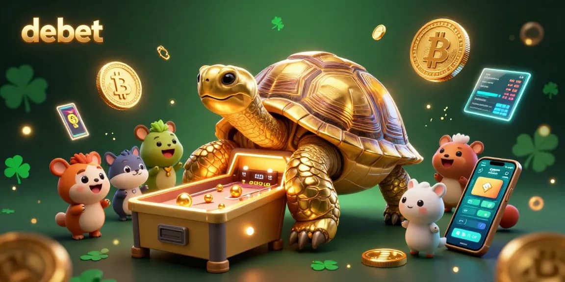Engage with debet’s exciting pinball-inspired crypto gaming scene featuring golden coins.