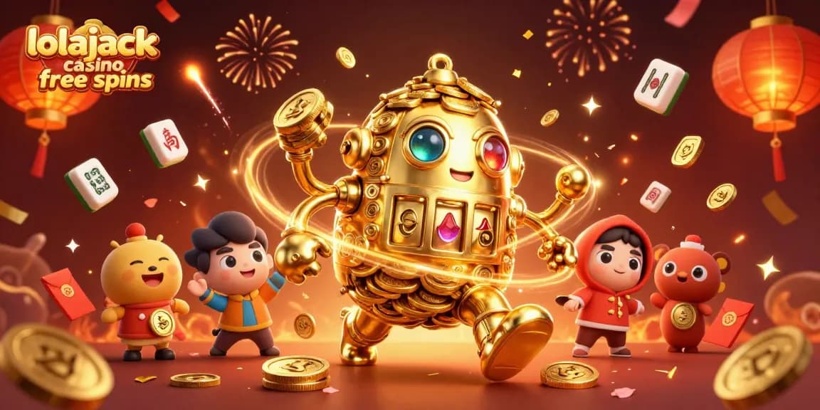 Win big with lolajack casino free spins featured in a vibrant casino scene.