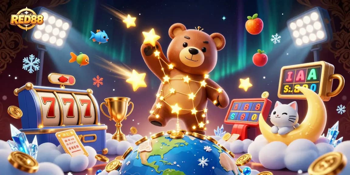 Experience thrilling slots at RED88 with vibrant animations and casino elements.