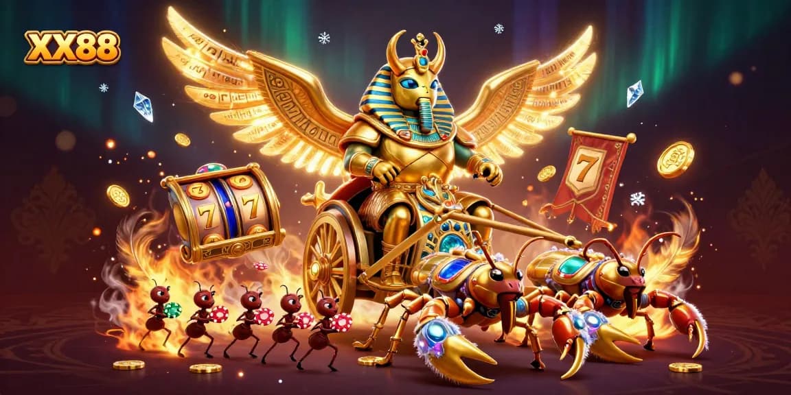 Experience thrilling slots and jackpots with XX88's vibrant 3D casino illustration featuring exciting characters.