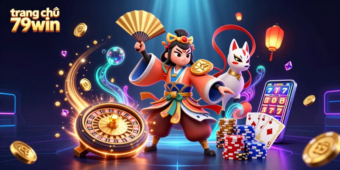 Engage with thrilling games at trang chủ 79win, featuring vibrant 3D illustrations of casino adventures.