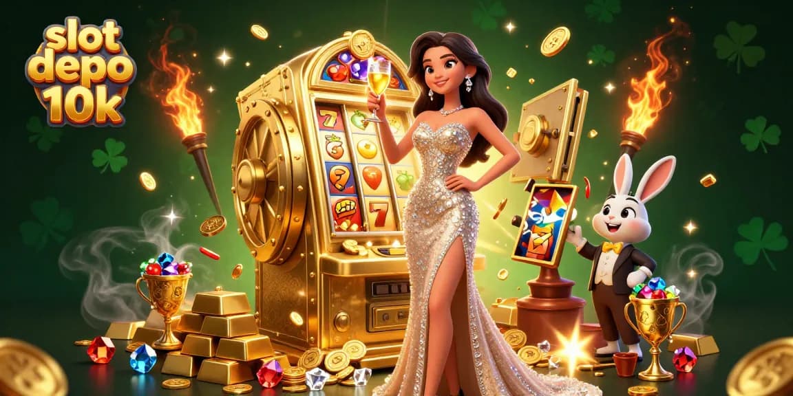 Spin the reels in a vibrant slot depo 10k scene with dazzling jackpots and gems!