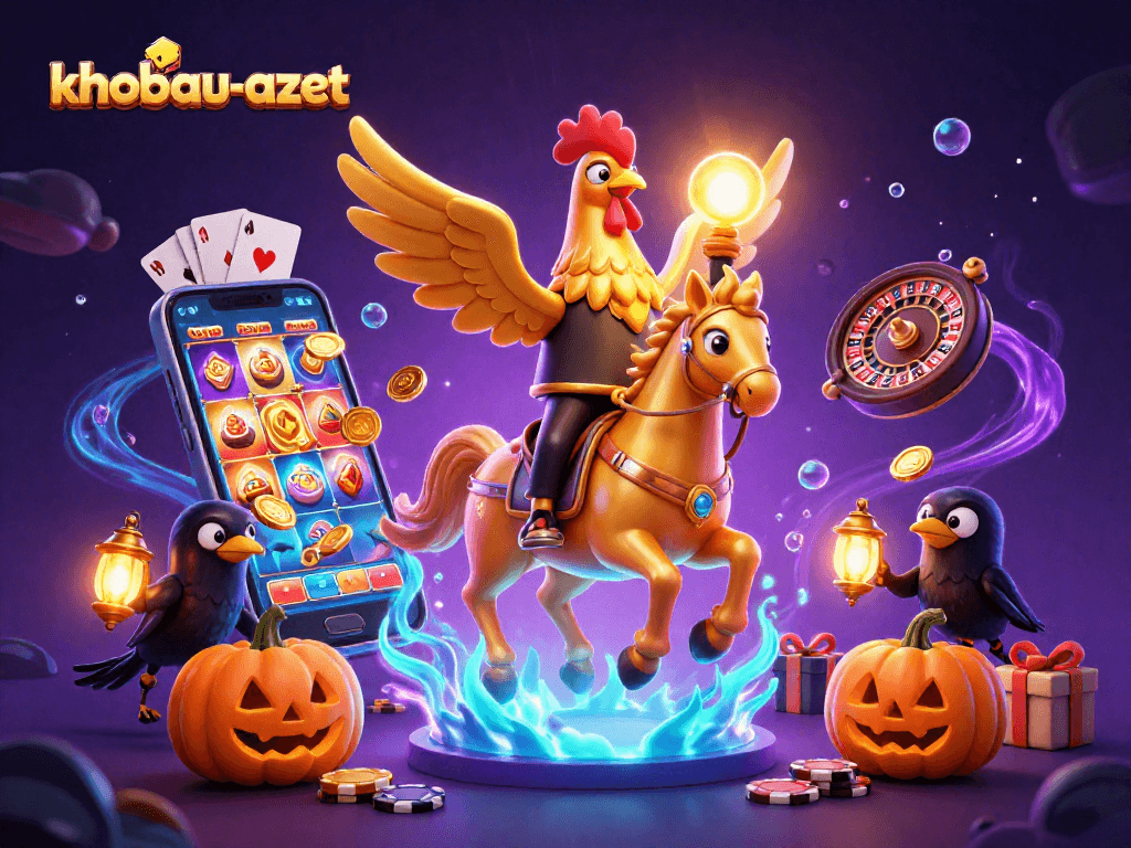 Engage with khobau-aztec’s vibrant casino scene featuring a magical battle in a midnight casino.