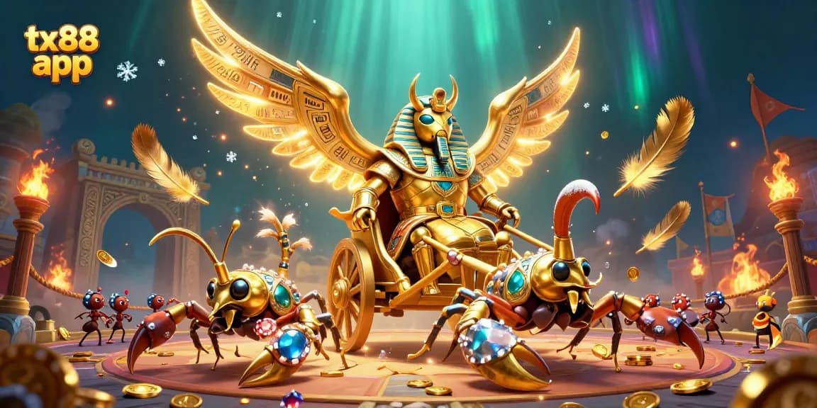 Experience the excitement of the tx88 app through a vibrant 3D casino illustration featuring unique characters and elements.