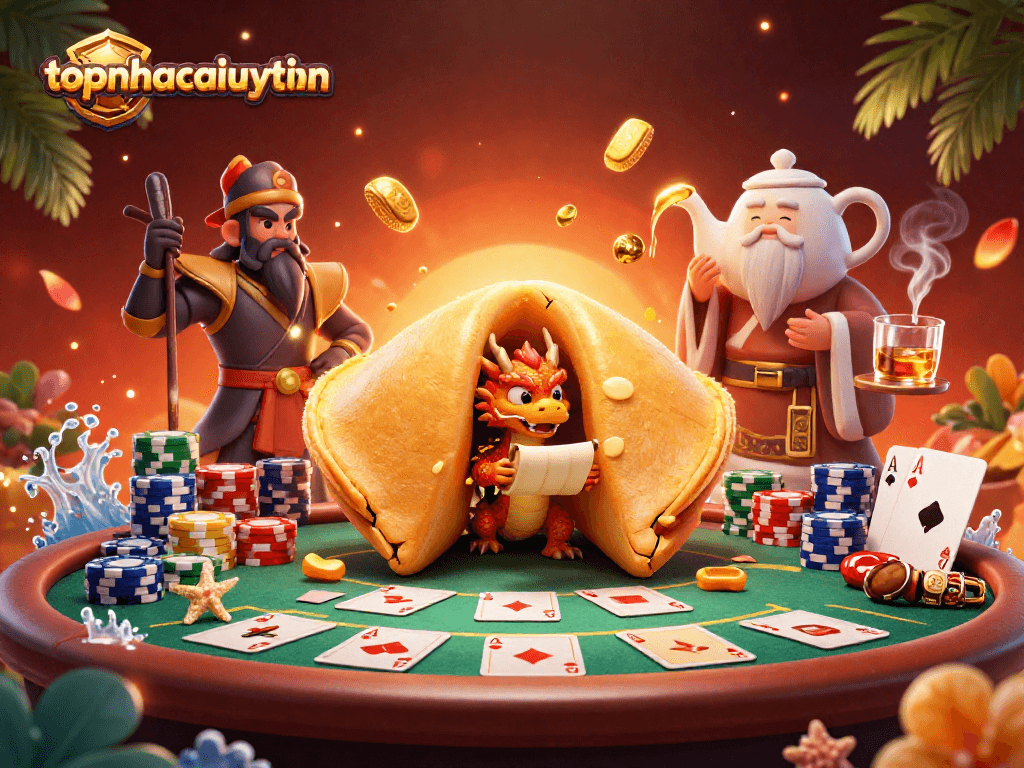 Engage in thrilling gameplay with topnhacaiuytinn as a dragon reveals fortunes in an exciting casino scene.