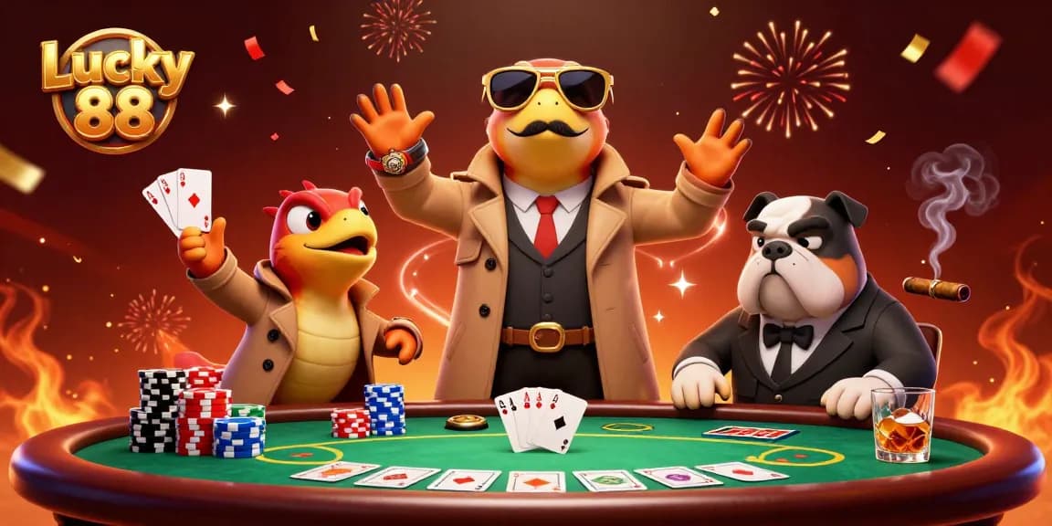 Experience thrilling gameplay at Lucky 88 casino with raptors trying to sneak into a VIP lounge.