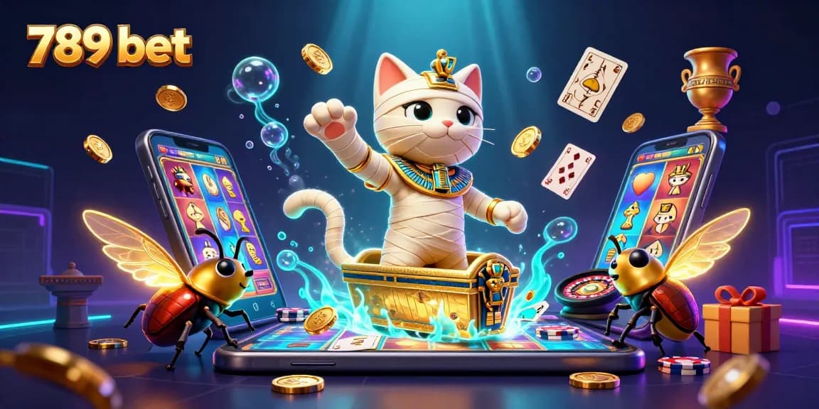 Experience thrilling gameplay with 789 bet as the Egyptian mummy cat and treasures come to life in a vibrant casino.