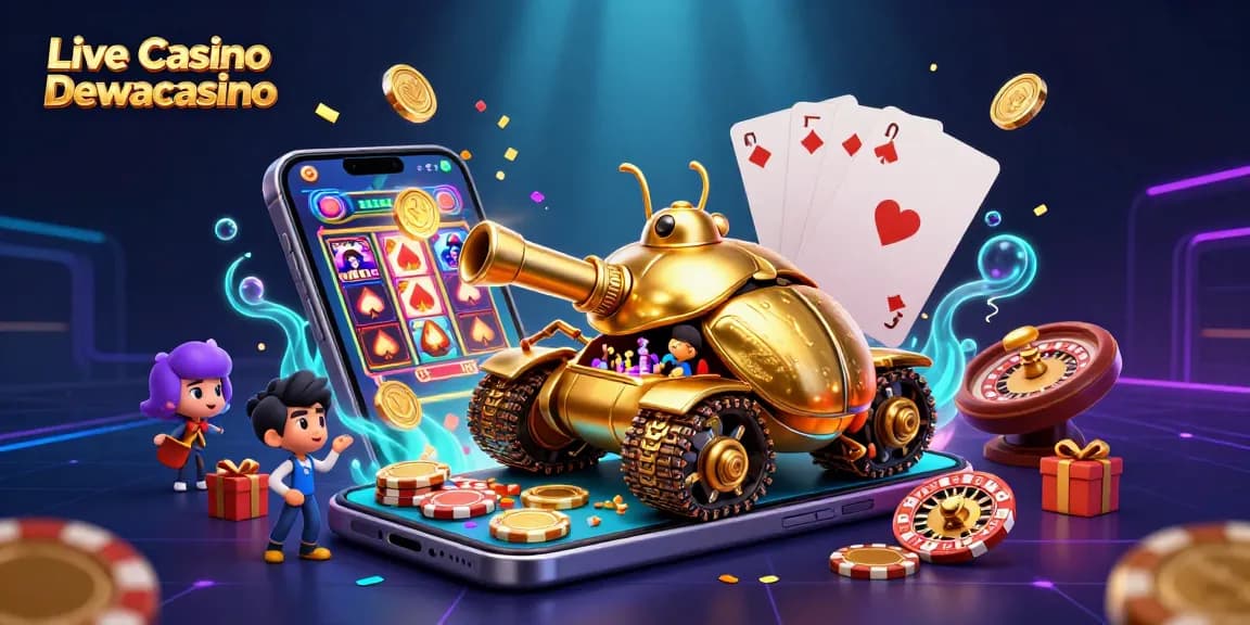 Experience the thrill of Live Casino Dewacasino with animated casino elements bursting with action.