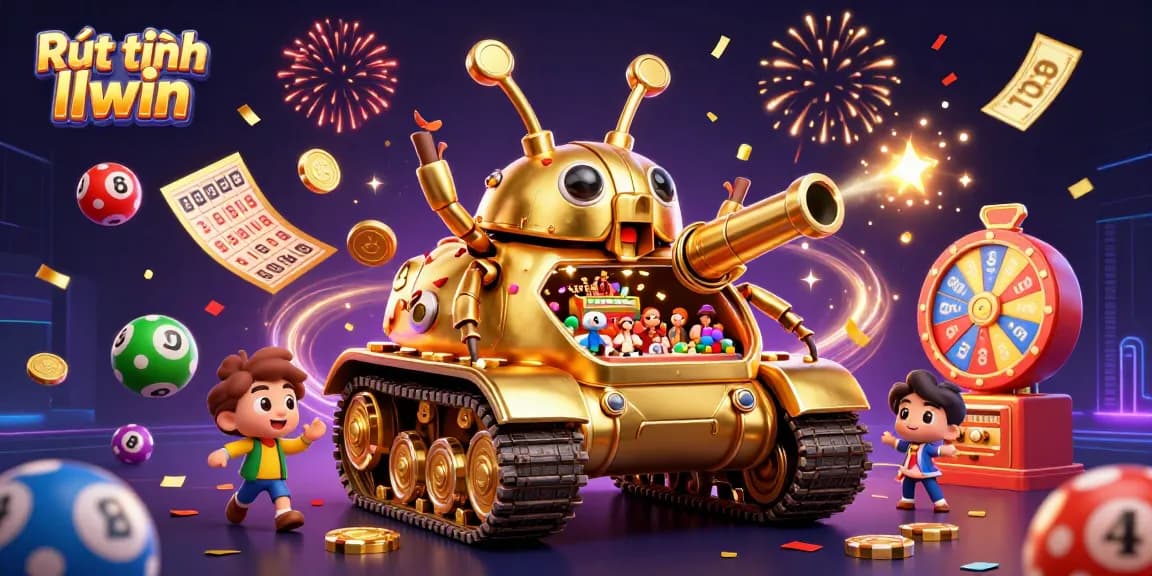 Experience Rút tiền llwin effortlessly with vibrant casino elements and celebratory effects.