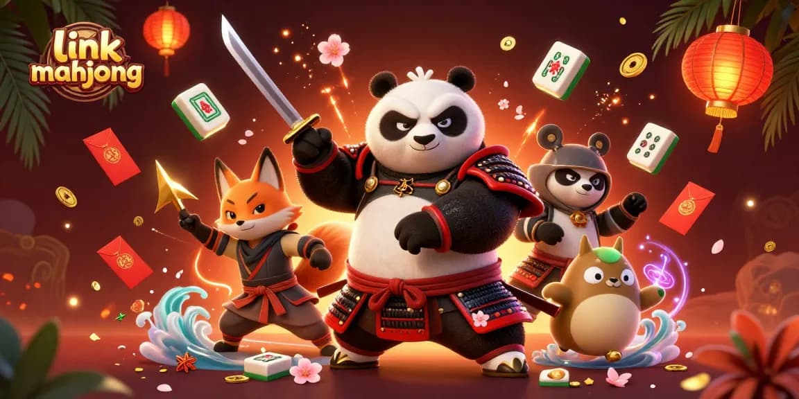 Experience gaming excitement with link mahjong in this vibrant, action-packed illustration.