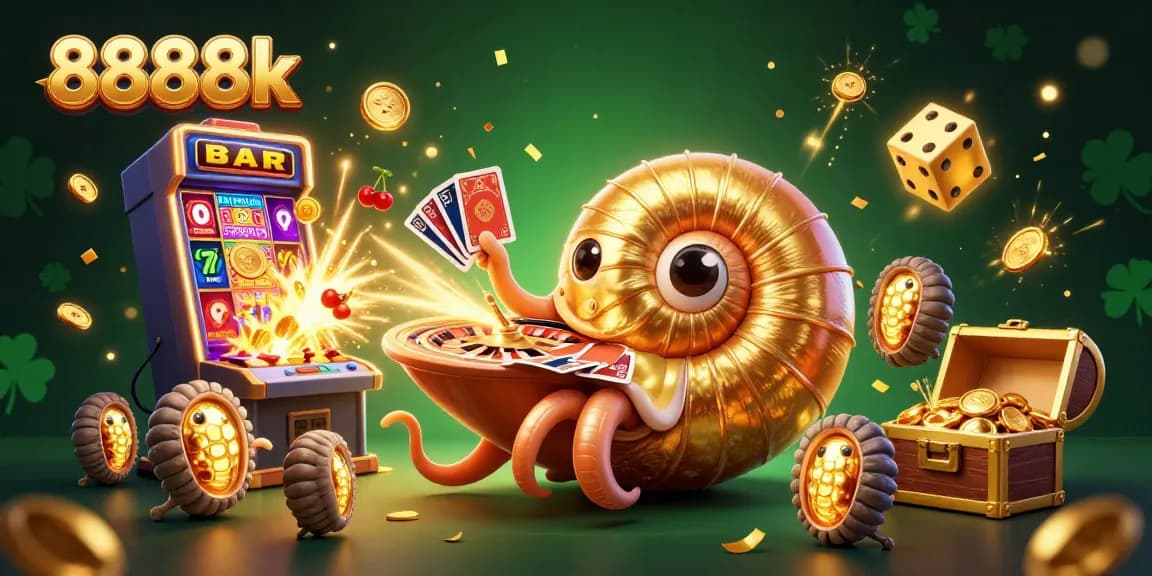 Experience thrilling gameplay at 8888k's vibrant casino with a nautilus roulette wheel and bursting jackpots.