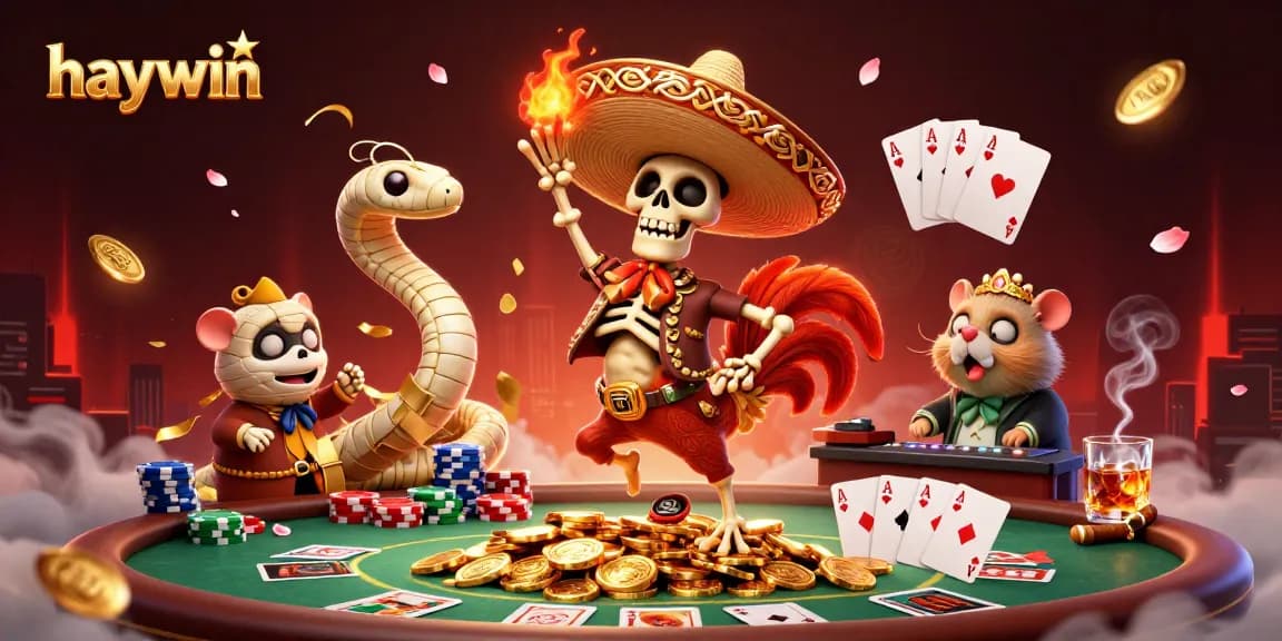 Experience thrilling wins at haywin with an exciting casino scene featuring a dancing rooster and dynamic game elements.