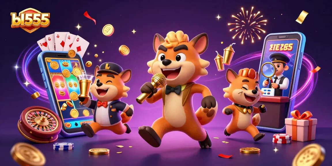 Experience the vibrant bl555 casino world with animated hyenas at play and exciting game elements.