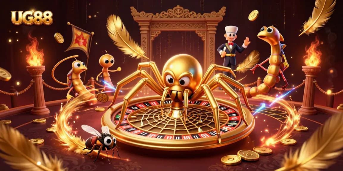 Watch the UG88 spider spin a roulette wheel web with suspenseful betting action.