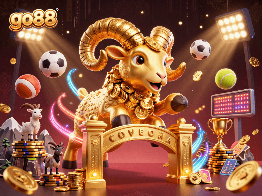 Bet on sports victories with go88 featuring a golden ram and dynamic game elements.