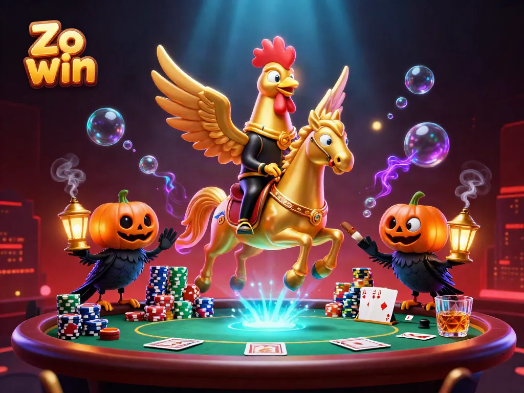 Experience thrilling gaming at Zo win with an exciting 3D golden rooster character in action.