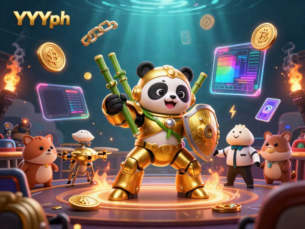 Experience thrilling games at YYYph in a vibrant 3D casino scene featuring unique characters and digital elements.
