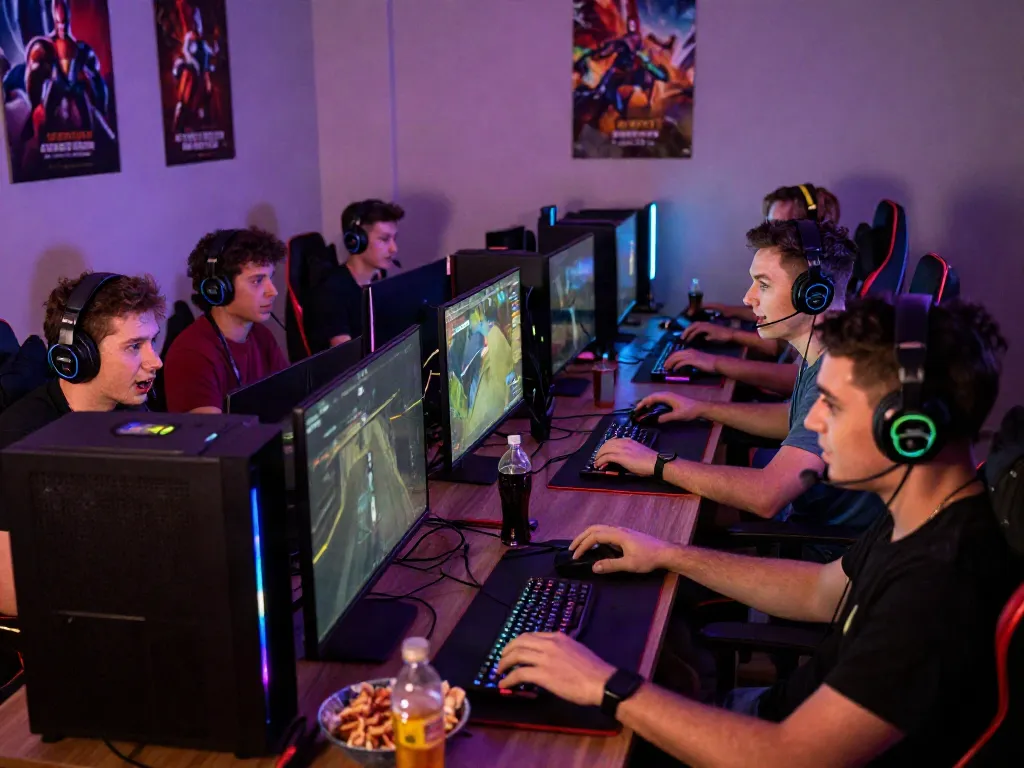 Friends gaming together with excitement in a cozy, immersive gaming room at https://tx88.br.com/.