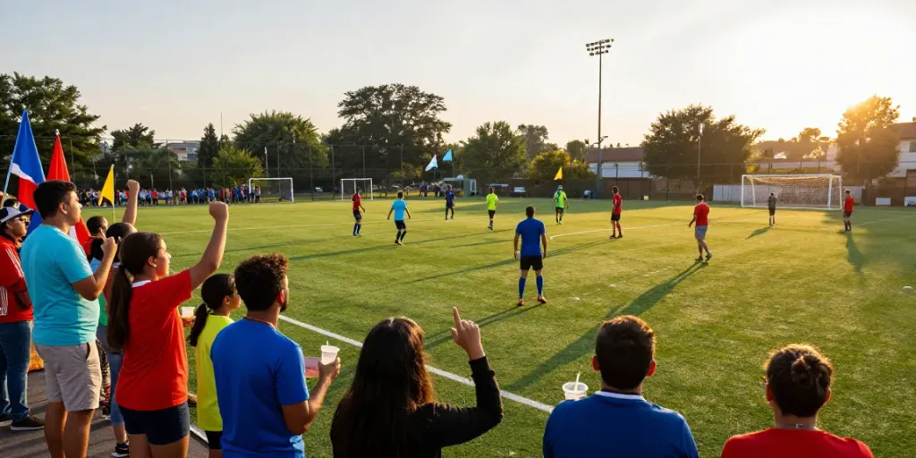 Socolive fans passionately enjoying a live soccer match outdoors, capturing the excitement and community spirit.